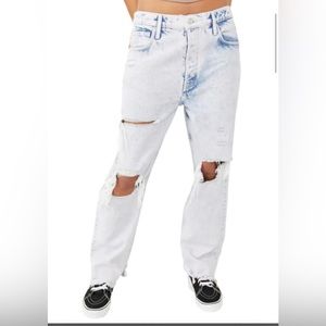 New Free People Acid Washed Tapered Baggy Boyfriend Jeans Purple Rock Size 29